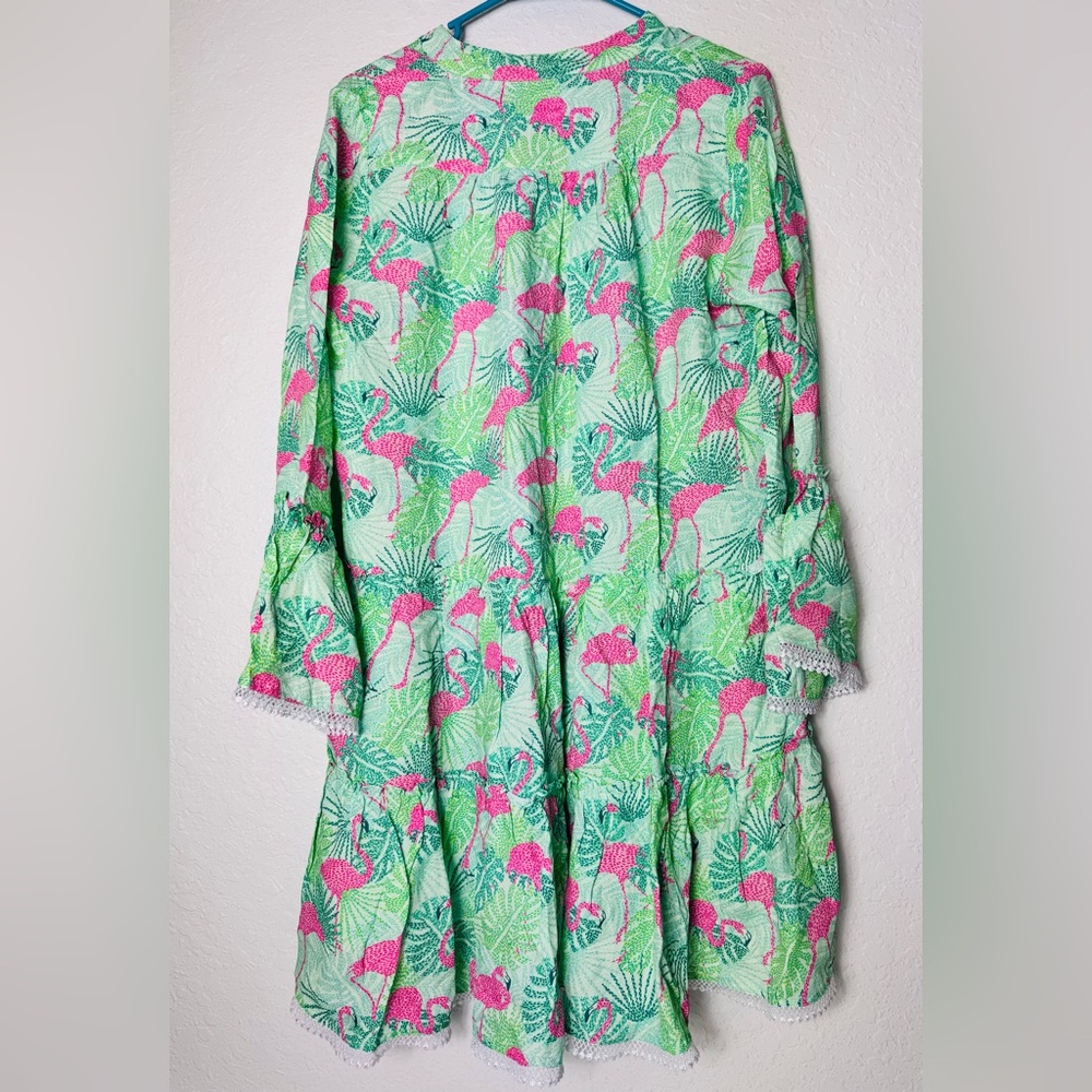 Kenny Flowers The Sunshine State Womens Small Tunic Dress Flamingo Green Pink - Picture 10 of 15